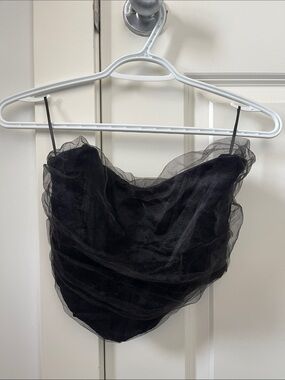 ZARA Sheer Black Mesh Corset Top